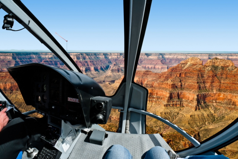View from inside a helicopter on a Grand Canyon tour