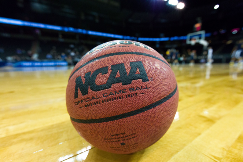 NCAA basketball on a court