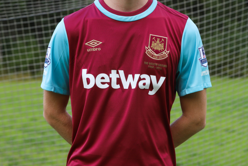 West Ham United shirt with Betway logo