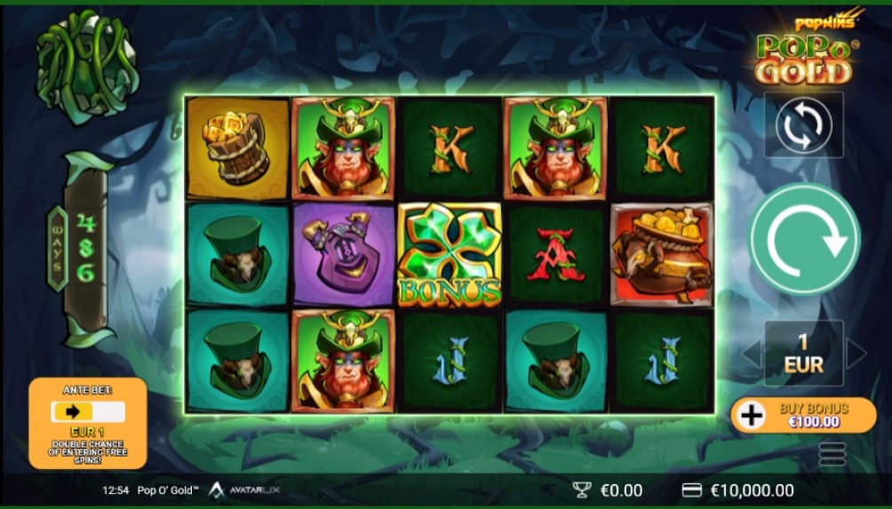 Pop O'Gold slot reels by Avatar UX