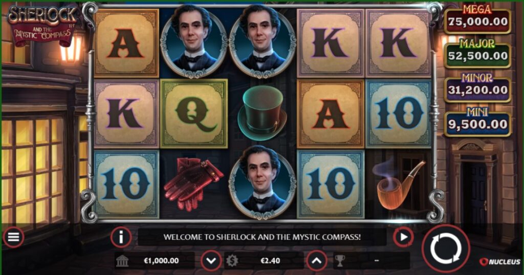 Sherlock and the Mystic Compass slot reels by Nucleus Gaming