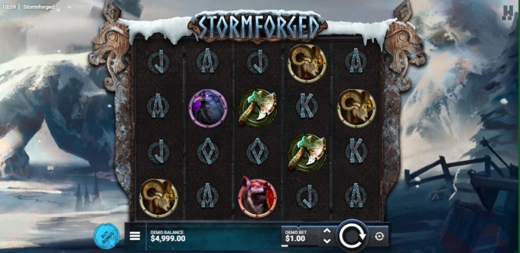 Stormforged slot reels by Hacksaw Gaming