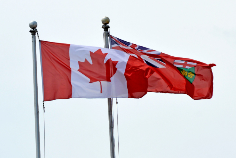 Canada and Ontario flags