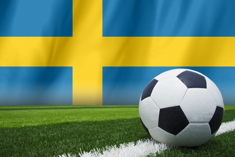 Bendera Swedia dengan sepak bola