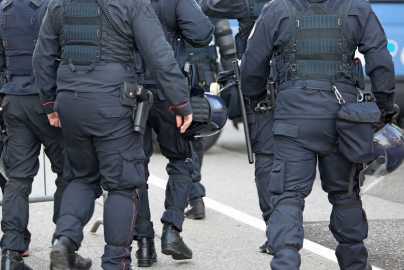 Police in riot gear