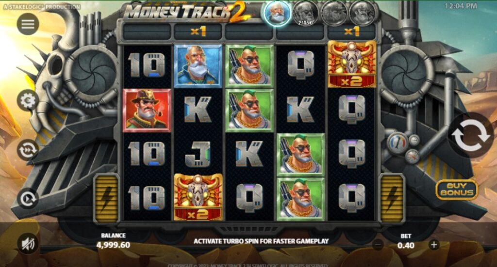 Money Track 2 slot reels by Stakelogic