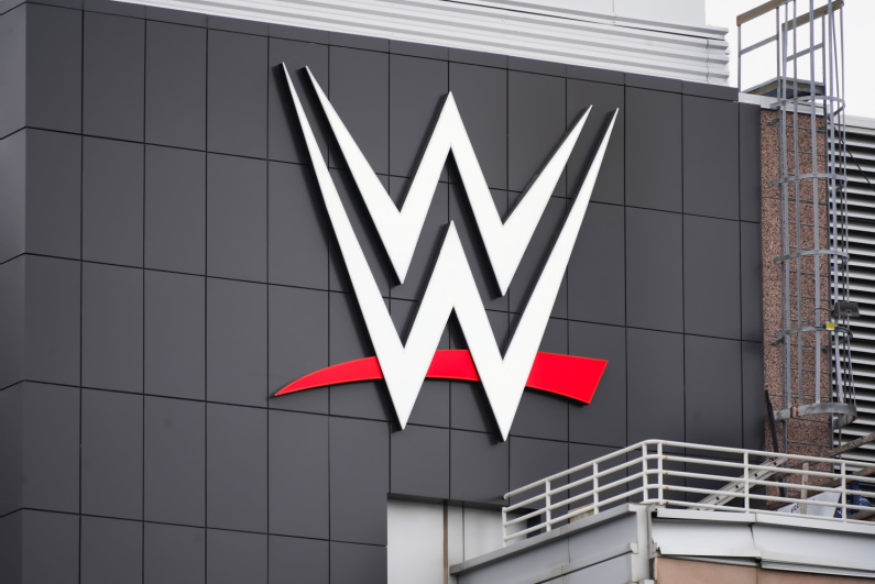 WWE logo on building