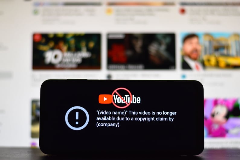 YouTube copyright claim notice