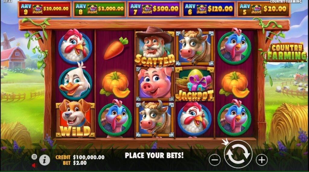 Country Farming slot reels by Pragmatic Play