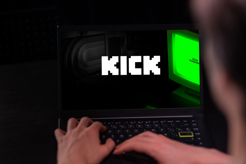 Kick logo on a laptop