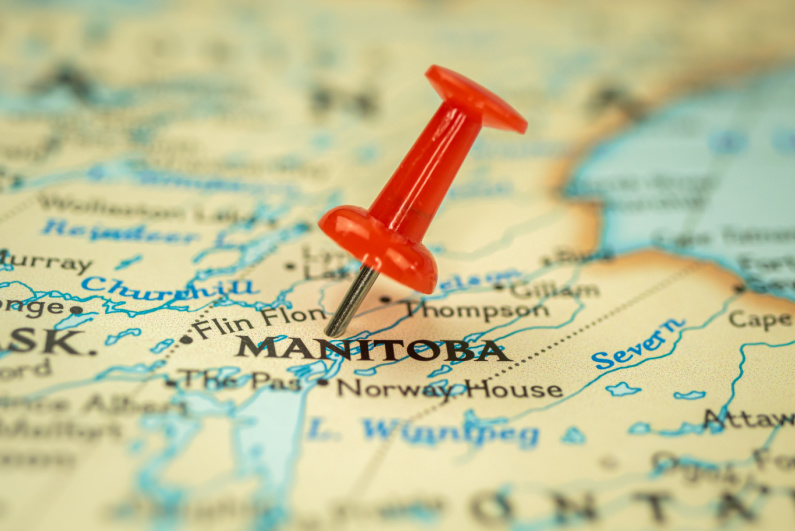 Manitoba pinned on map
