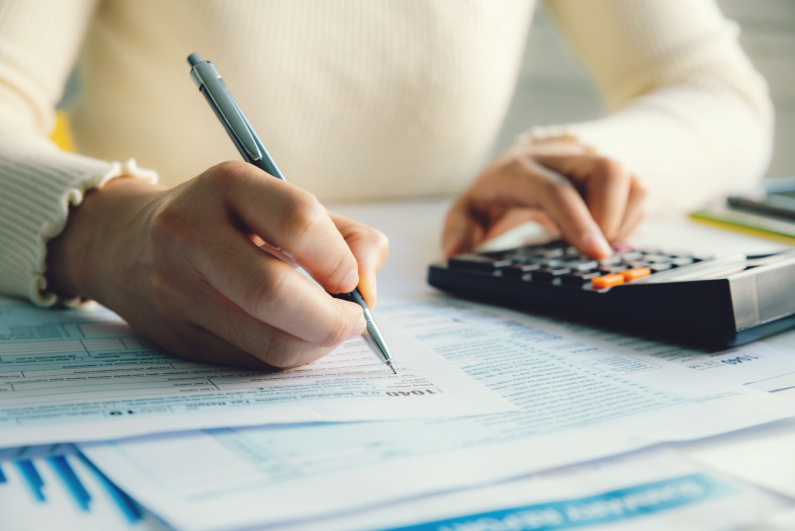 Woman doing her taxes