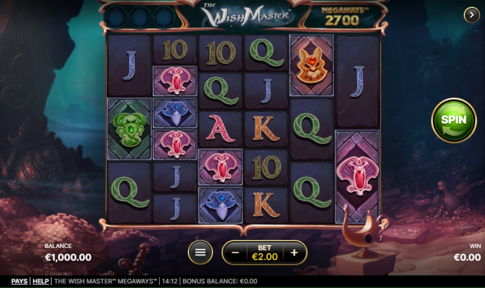 The Wish Master Megaways slot reels by NetEnt