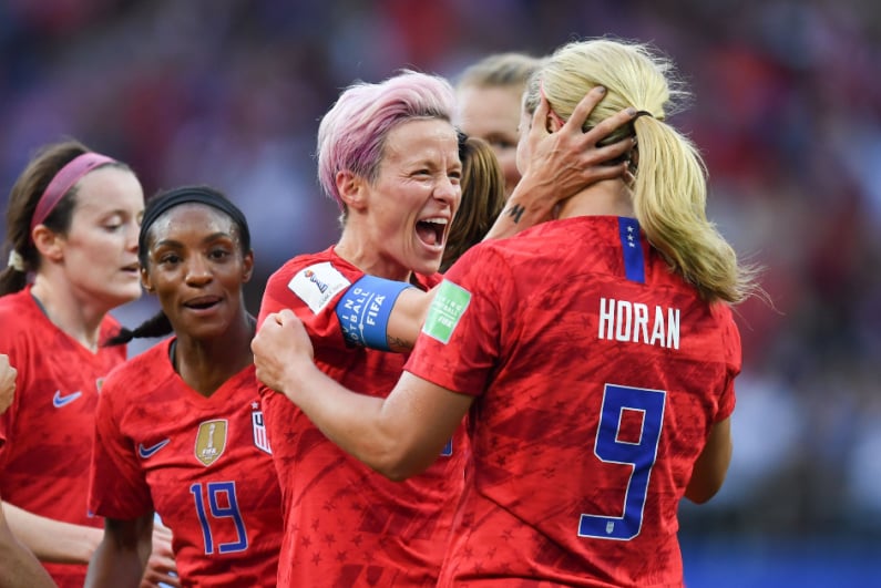 Megan Rapinoe celebrates