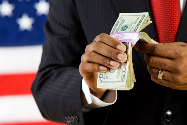 Businessman counting money