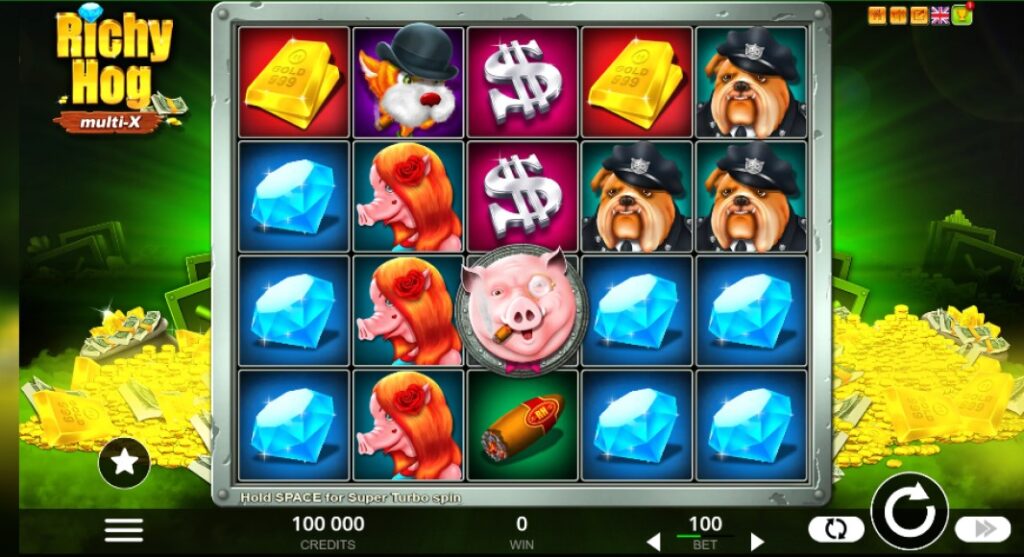 Richy Hog slot reels by Belatra Games