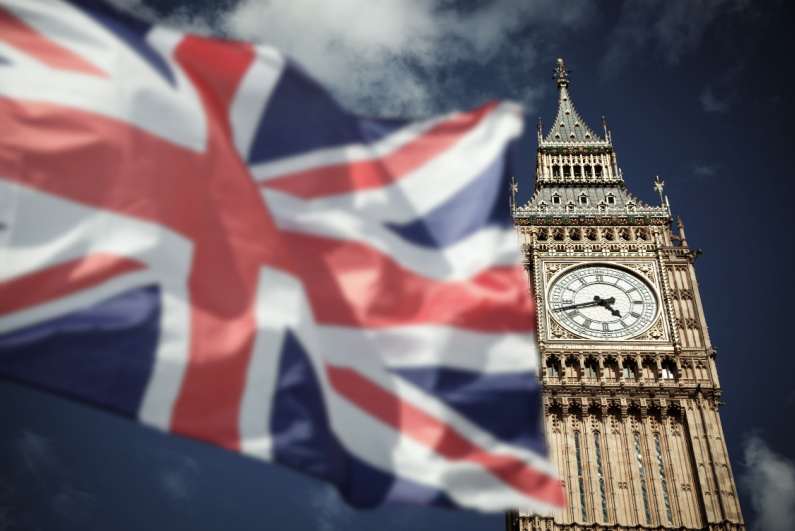 Big Ben and British flag