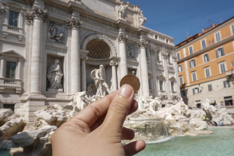 Coin and trevi fountain