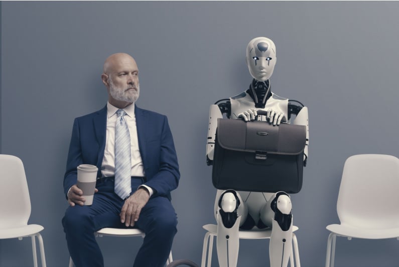 Man sat next to robot in queue for job interview