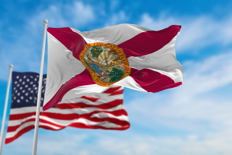 Florida and US flags