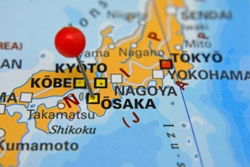 Osaka map with pin