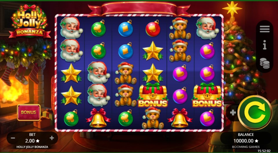 Holly Jolly Bonanza slot reels by Booming Games