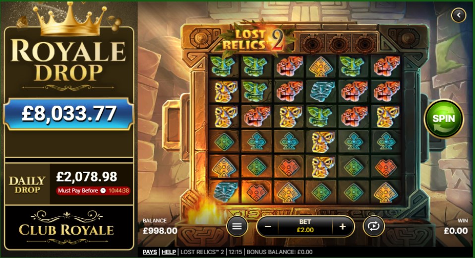 Lost Relics 2 slot reels by NetEnt
