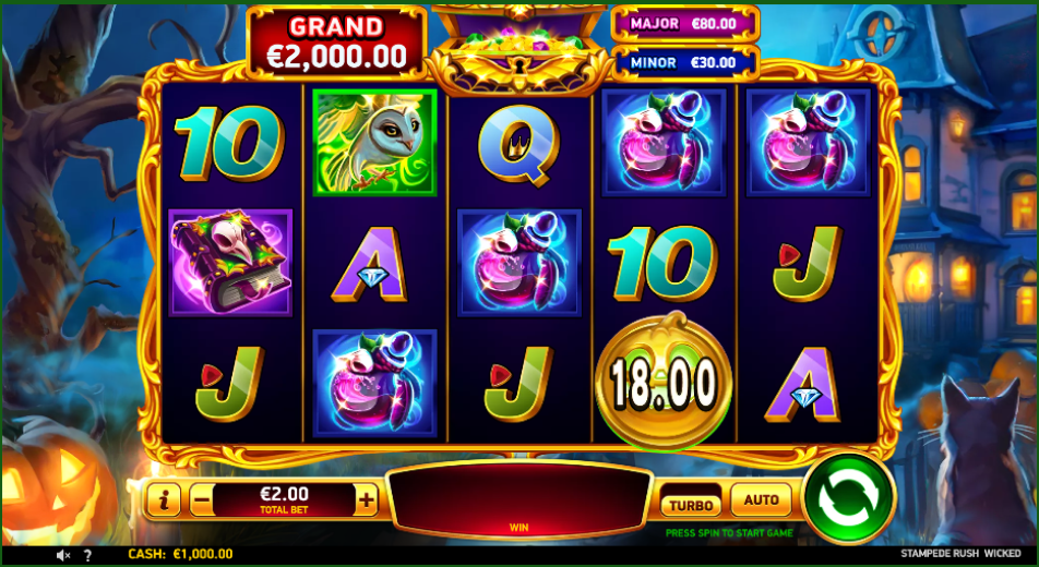 Stampede Rush Wicked slot reels by Ruby Play