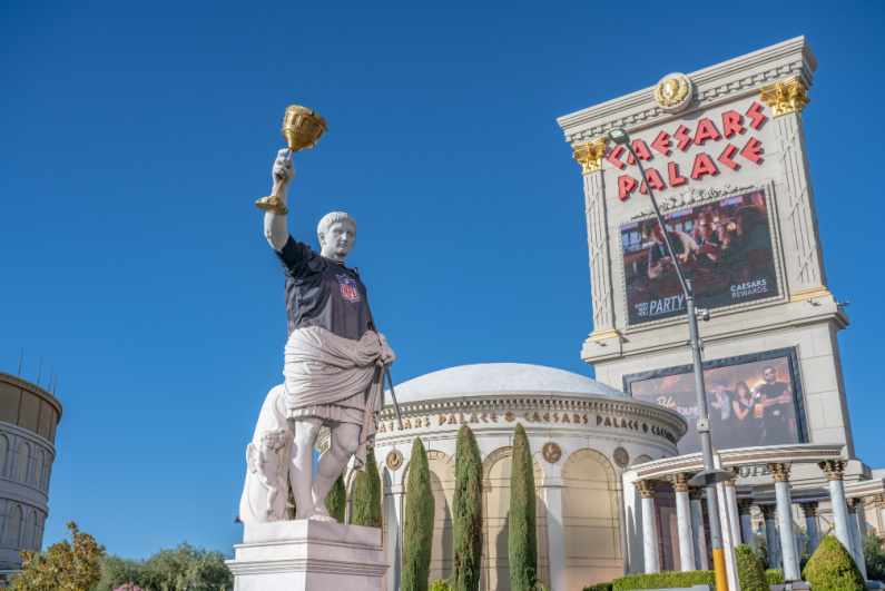 Caesars Palace statue wearing NFL shirt
