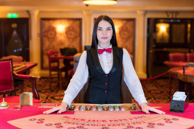 Female blackjack dealer