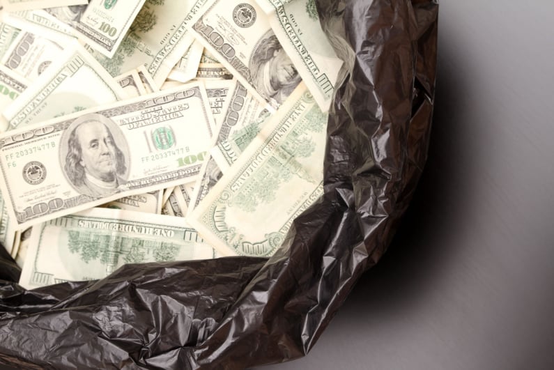 Garbage bag full of ransom money