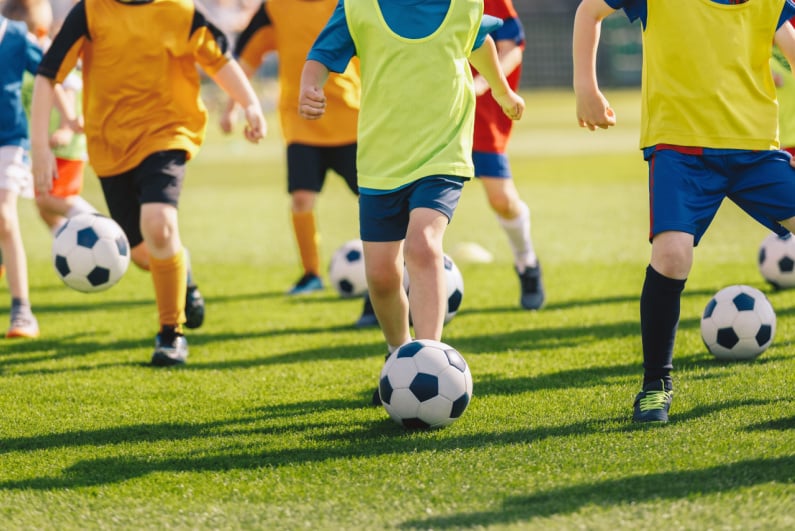 Kids at a soccer camp