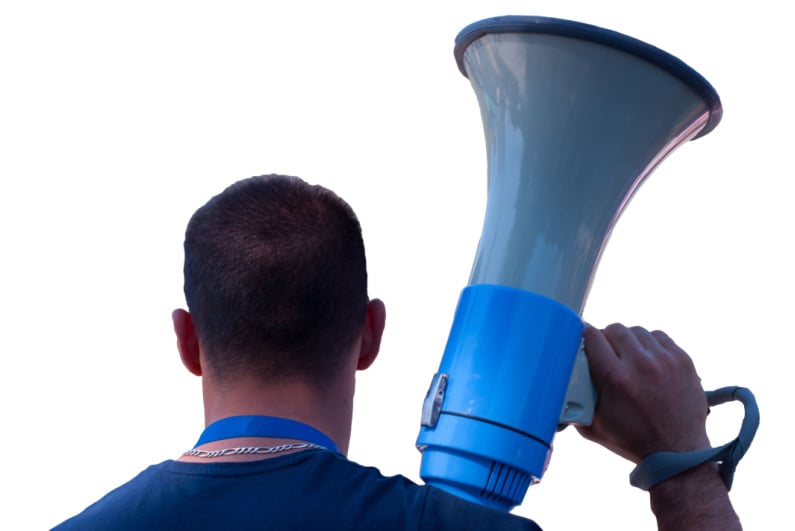 Man with megaphone