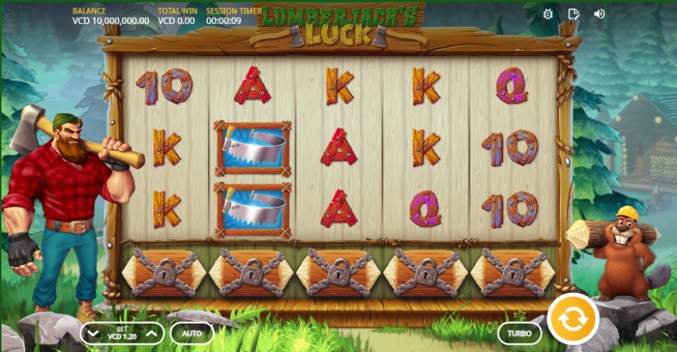 Lumberjack's Luck slot reels by Silverback Gaming