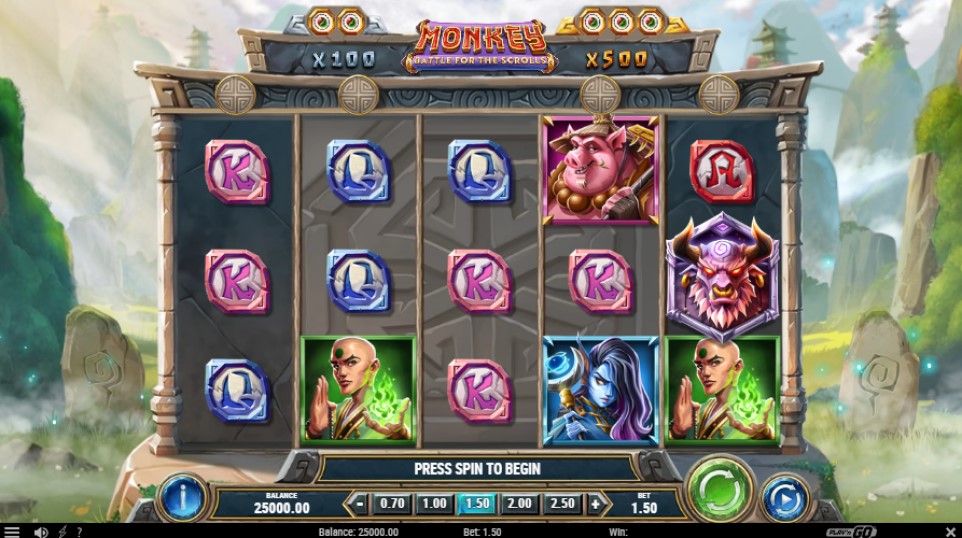 Monkey Battle of the Scrolls slot reels by Play'n GO