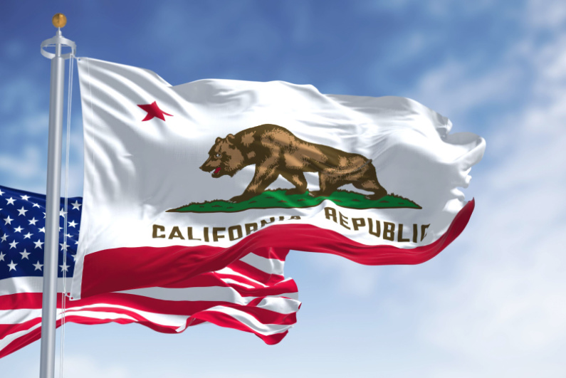 California and US flags