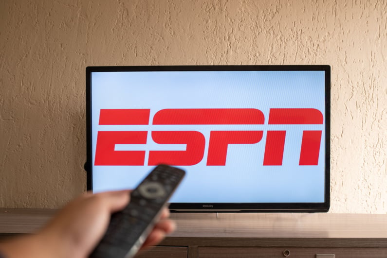 ESPN logo on a TV