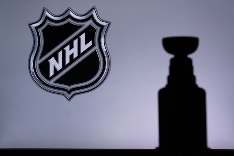 NHL logo and silhouette of the Stanley Cup