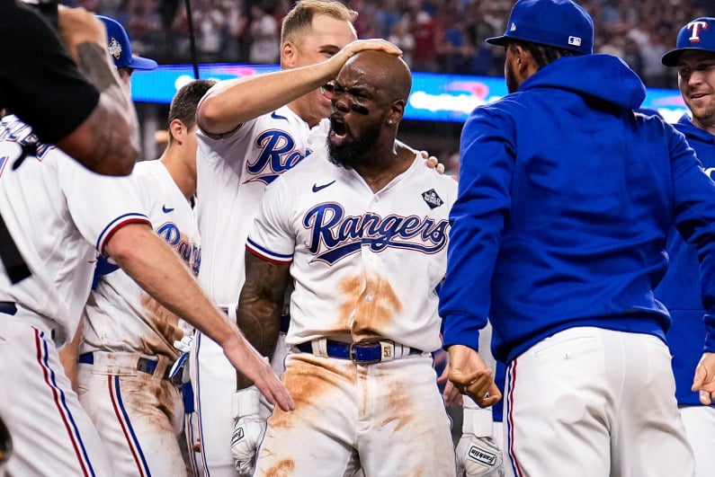 Texas Rangers celebrating