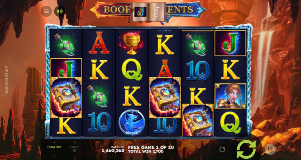 Book of Elements slot reels by Bally Wulff