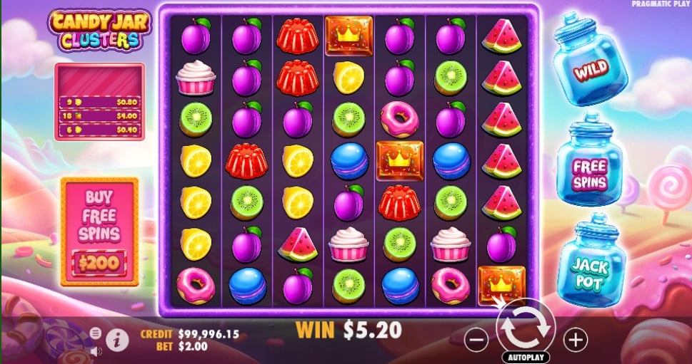 Candy Jar Clusters slot reels by Pragmatic Play