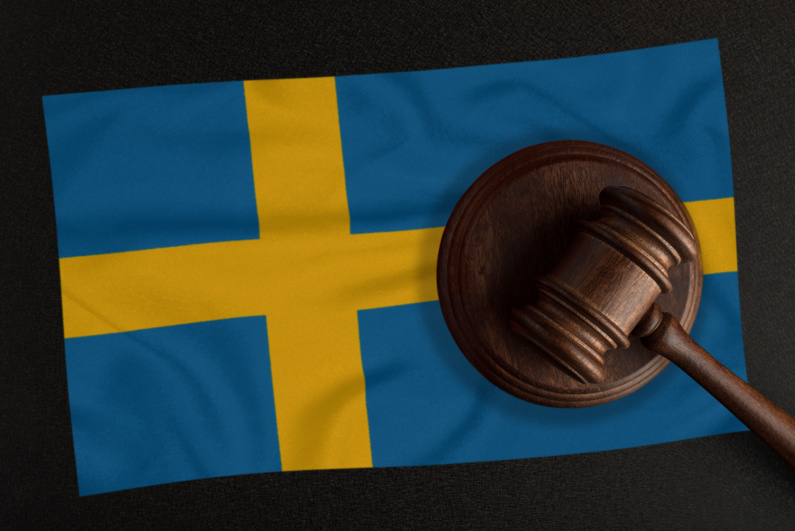 Sweden flag with gavel