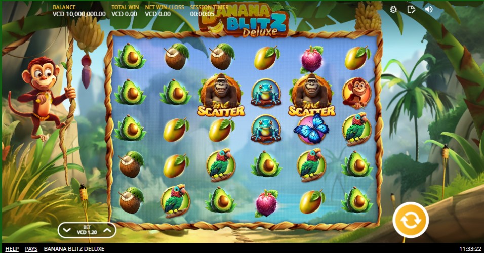 Banana Blitz Deluxe slot reels by Silverback Gaming