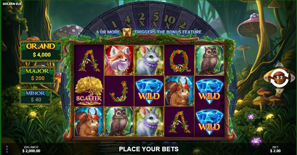 Golden Elk slot reels from Wizard Games