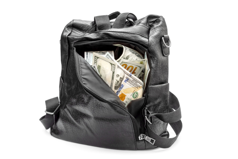 Backpack full of cash