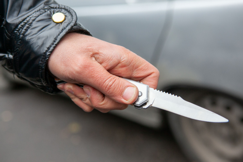 Closeup of knife in hand