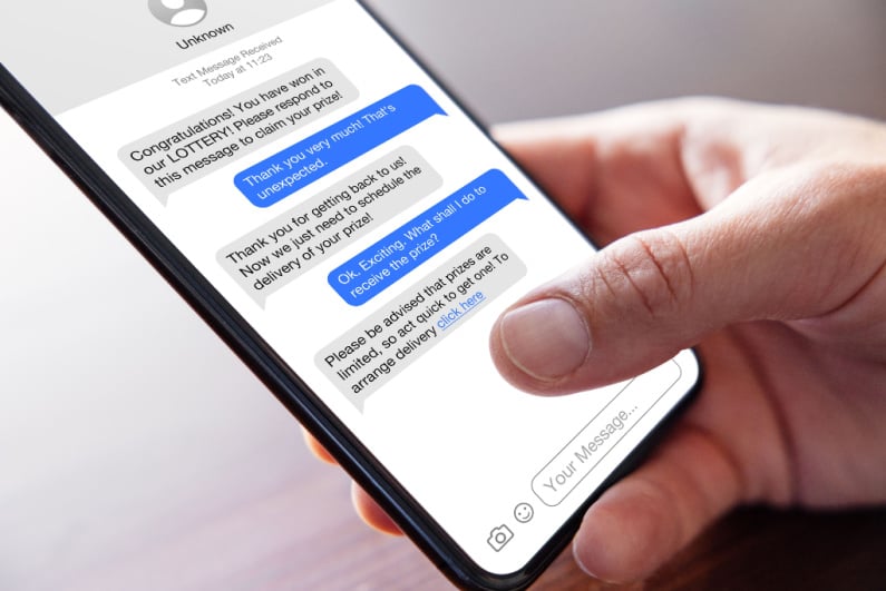 SMS with lottery scam