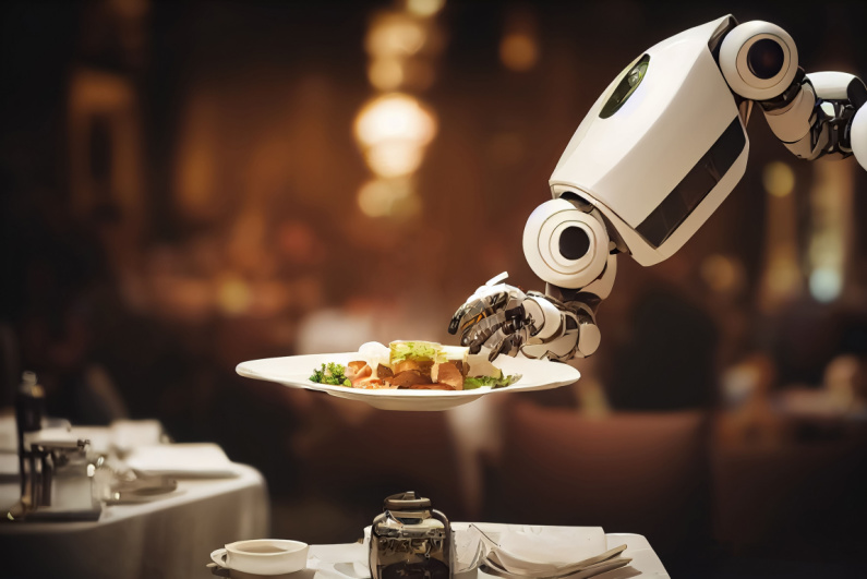 Robot arm serving food