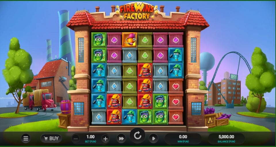 Firewins Factory slot reels by Relax Gaming