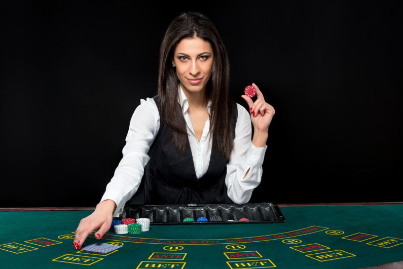 Female casino dealer